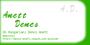 anett dencs business card